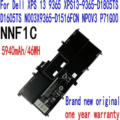 100% Brand New 5940mAh/46WH NNF1C Battery For Dell HMPFH XPS13 9365 13-9365-D1605TS D1805TS N003X9365-D1516FCN Laptop
