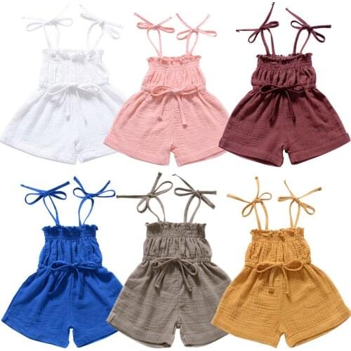 Stylish 6 Colors Sweet Baby Girl Kids Summer Strap Jumpsuit Romper One Piece Tutu Clothes Outfits Summer for 6M-4T
