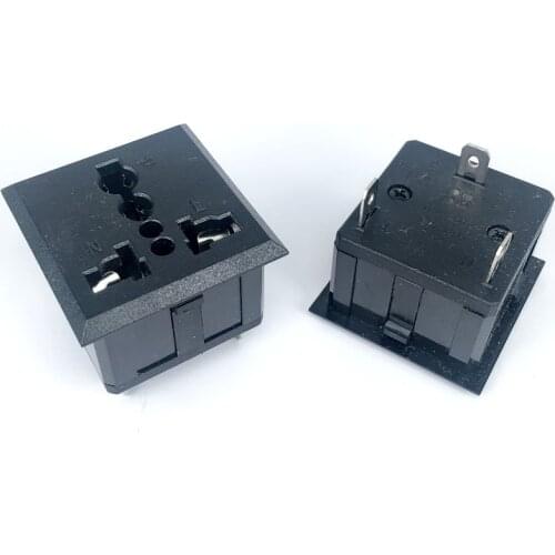 1 Pcs/Lots AC 250V 13A US USA UK EU Euro AU Panel Mount Snap in Universal Power Socket Outlet Receptacle Black/White
