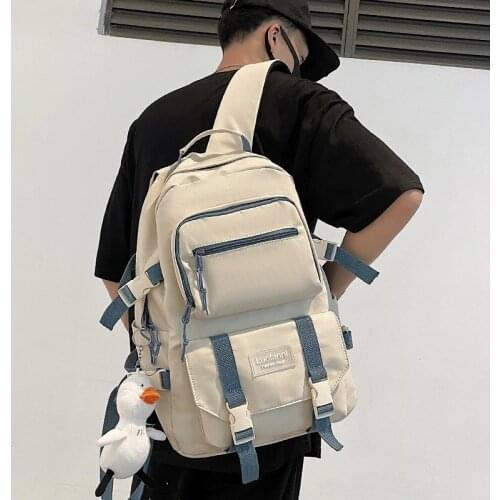 Unisex Large Capacity Student Backpack Korean Japanese Boys Girls Multilayer Schoolbag Waterproof Pure Color Computer Travel Bag