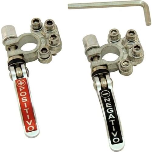 2Pcs Battery Terminal Connector Clamp Quick Release /Adjust Disconnect New Toll Less Banana Plug Pure copper + Tin plated