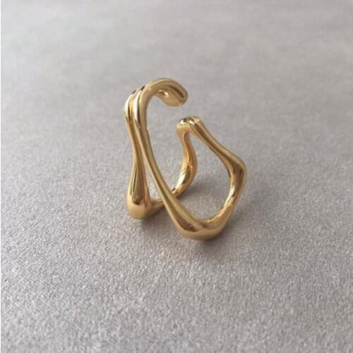 Goth Double U Ear Cuff Geometric Clip on Earrings Fake Piercing Earcuff Earrings for Women Korean Fashion Vintage Jewelry