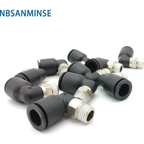 10Pcs/lot PLN M5 1/8 1/4 3/8 1/2 Plastic Pneumatic Parts Push In Coupling Air Male Elbow Fitting Quick Connect Sanmin