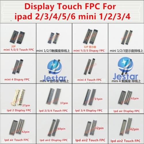 10pcs/lot LCD Display Touch FPC CONNECTOR For Ipad 2 3 4 Air 1/2 mini 1/2/3/4 on motherboard