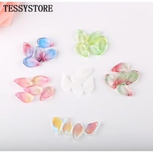 10pcs Lampwork Beads Multi Gradient Color Small Petals Glass Beads For Jewelry Making Handmade DIY Accessories