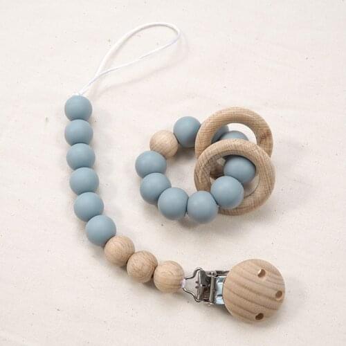 2Pcs Set Baby Portable Pacifier Clip Chain Infant Silicone Molar Bracelet Food Grade Chew Toy For Child