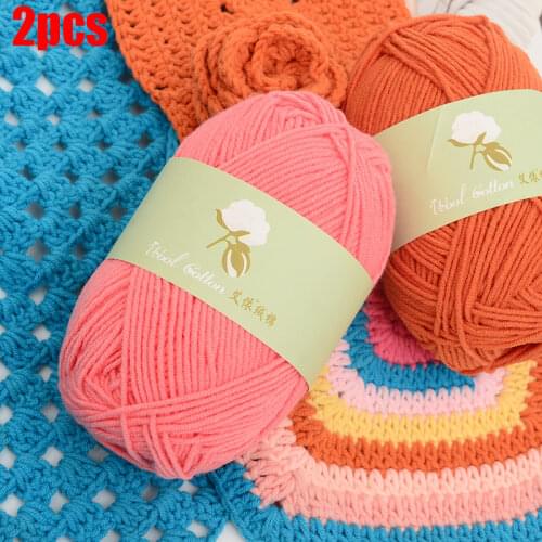 2pcs Cotton Yarn High Quality Ring Worsted Blended Knitting Yarn Colorful Fine Dye Yarn Crochet