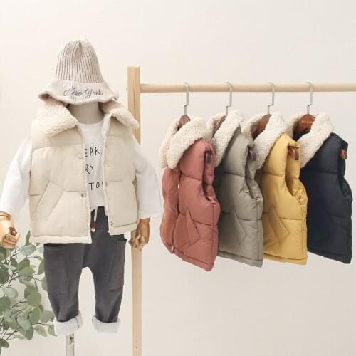2019 Girl Boy Winter Coat Vest Cotton Padded Fur Collar Cardigan Vest Jackets Children Kids Clothes Coats