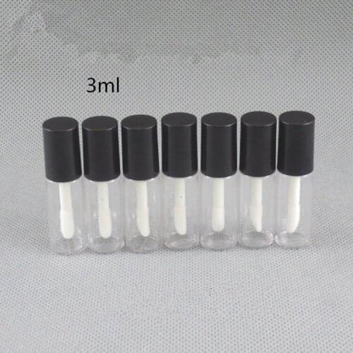 3ML Empty Transparent PETG Lip Gloss Tubes Plastic Lip Balm Tube Lipstick Mini Sample Cosmetic Container With Black Cap