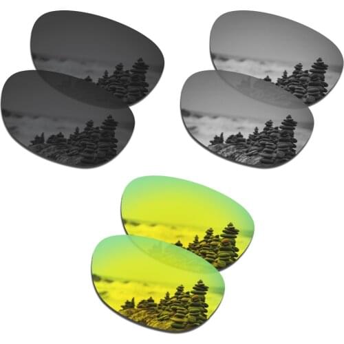 SmartVLT 3 Pairs Polarized Sunglasses Replacement Lenses for Oakley Stringer Stealth Black and Silver Titanium and 24K Gold