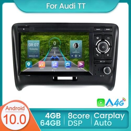 4GB+64GB Android 10 4G LTE Car Multimedia NO DVD Player GPS Navigation Radio For Audi TT MK2 8J 2006-2012 SWC DSP Mirror Link
