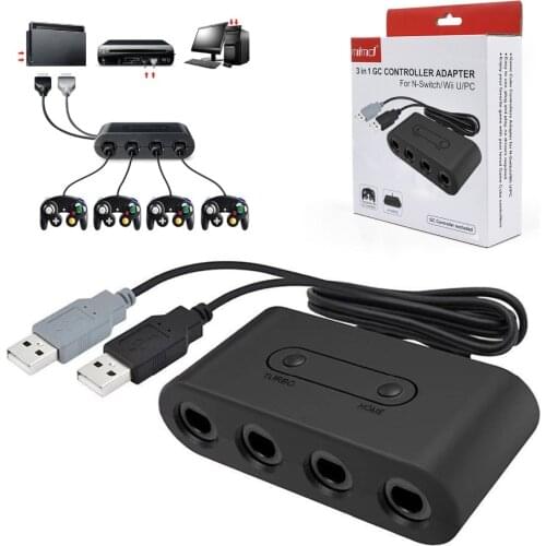 4 Ports for GameCube GCN Controllers USB Adapter Converter for Nintend Switch/UWii/Emulator Dolphin PC with Turbo/Home Function