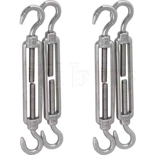 4x European Style 304 Stainless Steel M6 Thread Hook to Hook Turnbuckle