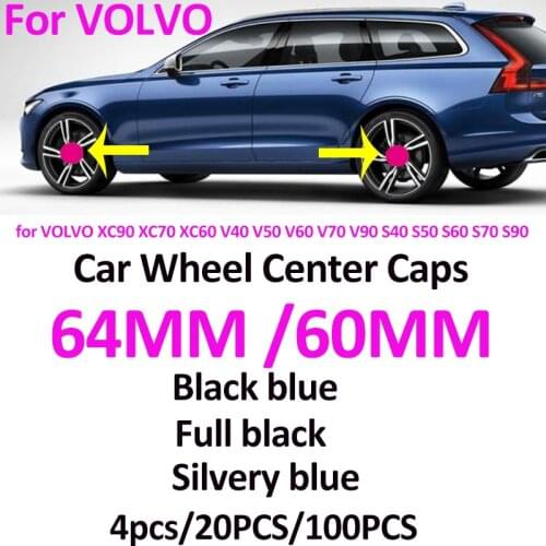 4x20x100x ABS/PVC 60MM 64MM Car Logo Wheel Rim Hub Cap Badge Emblem Covers For volvo XC90 XC70 XC60 V40 V50 S40 S50 S60 S70 S90