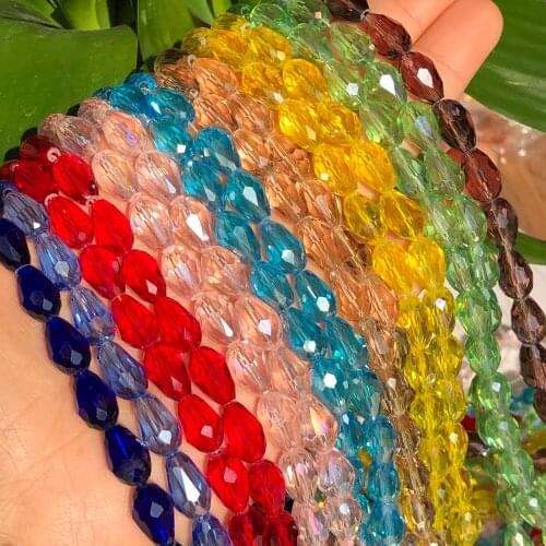 8x12mm Multicolor Faceted Water Drop Austria Crystal Glass Beads Briolette Teardrop Loose Beads for Jewelry Making Diy Bracelets