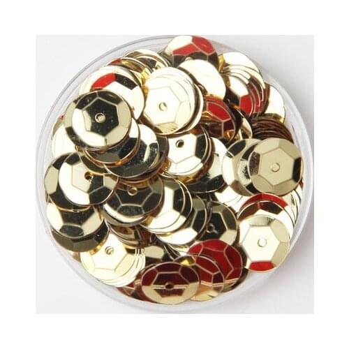 750pcs Large Round Sequins 10mm PVC Sequin Cup Round Sequins Artesanatos Acessorios With Middle Hole Light Gold Confetti