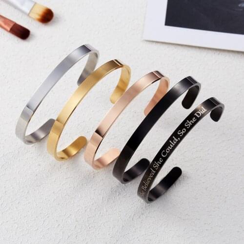 6mm Width Stainless Steel Custom Personalized Coordinate Bangles Laser Engrave Adjustable Open Cuff Travel Bracelet Best Friend