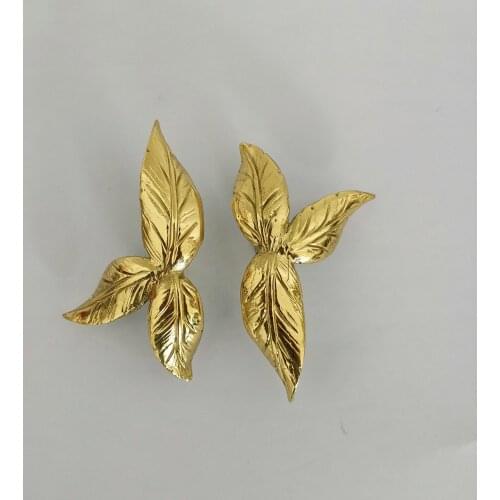 Solid Brass Handles Golden Leaf Cabinet Door Wardrobe Knobs Dresser Pulls Diy Handmade Ceramic Hardware Accessories