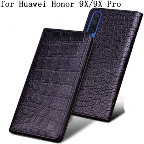 Luxury Cow Leather Phone Skin Cover For Huawei Honor 9x Case Crocodile Genuine Cases For Huawei Honor 9x Pro Fundas Skins Bag