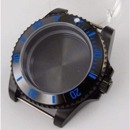 PVD Black Watch Case Fit NH35 NH35A NH36 MIYOTA 82 ETA 2836 Sapphire Glass Without Magnifier Seeing-Through Backcover