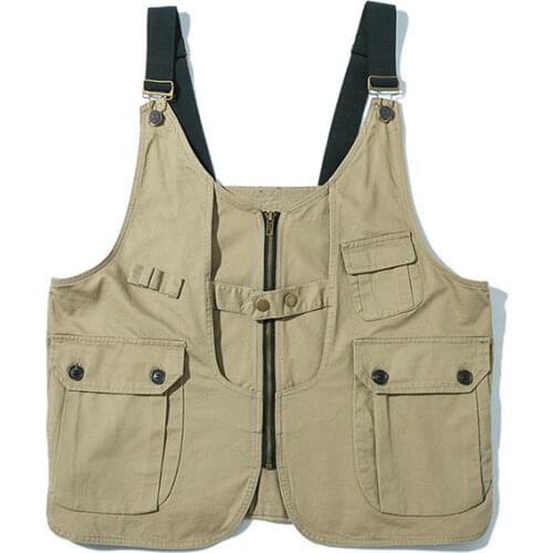 Spring Autumn 2020 Neutral Youth Fashion WaistCoat Outdoor Climbing Tooling Mens Tooling Pocket Decorative Elastic Vest Mens