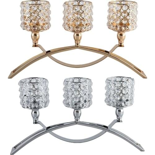 Crystal Candle Holder with 3 Arms, Table Decorative Wedding Table Centerpieces for Living Room Home Decoration Ornaments Gifts