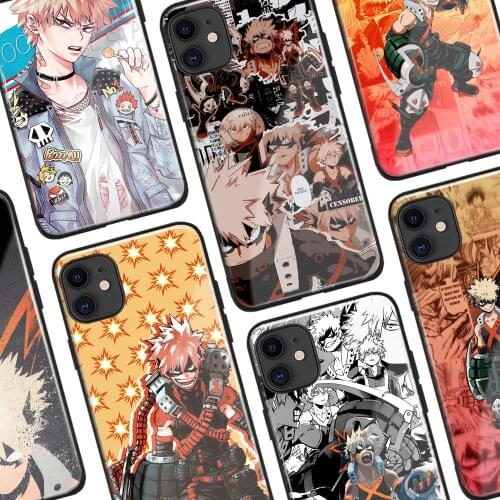 Katsuki Bakugo BNHA My Hero Academia Anime Glass Phone Case For iPhone SE 6 6s 7 8 Plus X XR XS 11 12 mini Pro Max Cover Shell