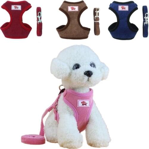Safety Dog Harness and Leash Set Soft Breathable Chihuahua Cat Harnesses Vest Lead Puppy Chest for Small Medium Dogs