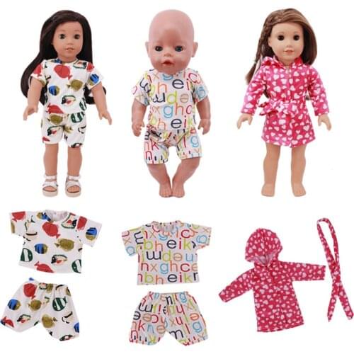 Summer New Pattern Fashion Print Casual Two Piece Suit Fit 18 Inch American&43cm Baby New Born Doll Clothes Accessories