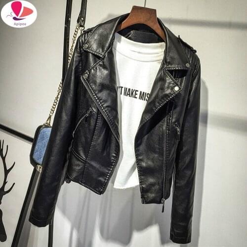 Pu Leather Jacket Women Fashion Bright Colors Pink Black Motorcycle Coat Short Faux Leather Biker Jacket Soft Jacket Female