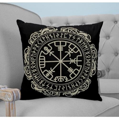 Mandala Compass Black Tattoo Printed Throw Pillow Case Plush fabric Pillowcase Home Decorative Pillow Hot