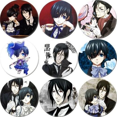 Cute Japanese Anime Black Butler Brooch Cosplay Badge Backpacks Button Clothes Women Xmas Gift HZS