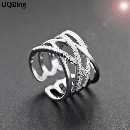 925 Sterling Silver Multi-layer Rings Zircon Finger Rings Jewelry