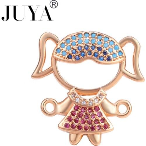 JUYA Trendy CZ colored little girl sheep Charm Bracelets For Women Girl Clear Cubic Zirconia Bracelets Adjustable Dropship