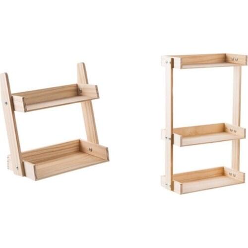 New Wood Spice Rack Kitchen Multi-Function Countertop Seasoning Box Storage Rack Multi-Layer Condiment Holder