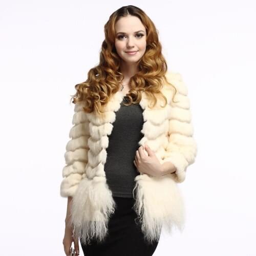 New real genuine rabbit Fur coat With lamb fur hem Women Luxury fashiion Coat Winter Waistcoat Big Size EMS Free Shipping