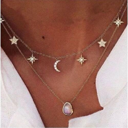 New fashion trendy jewelry moon star choker necklace gift for women girl
