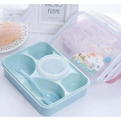 Portable 5 grid Lunch Box Microwave Bento Box With Soup Bowl For Kids Office Worker Food Container Storage Boxes Tableware