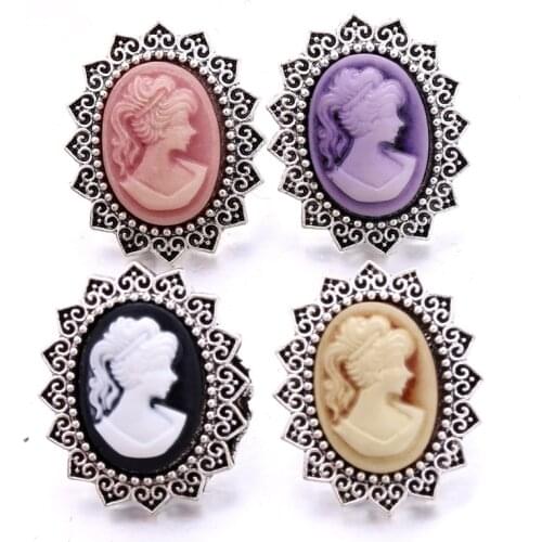 Retro Beauty Head 18mm Ginger Snap Button Jewelry Making Bracelet Necklace Jewelry for Women Wholesale
