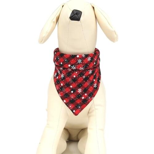 Christmas Fashion Pet Bandana Red Snow Plaid Puppy Orange Collar Chihuahua Yorkie Scarf Blue Star Cotton Dog Collar Scarf