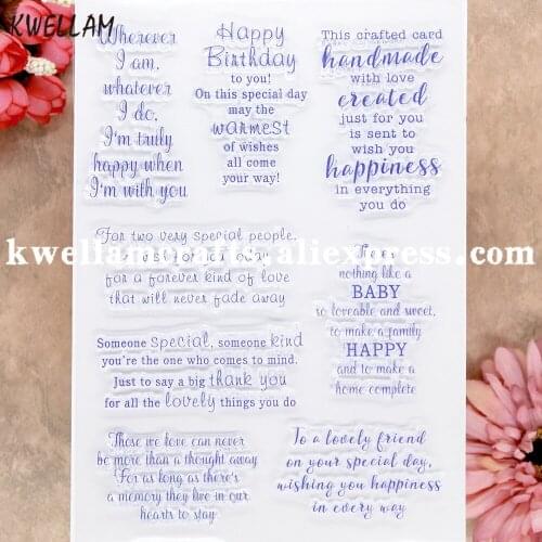 Words Letters Happy Birthday to you Handmade with love Scrapbook photo cards rubber stamp clear stamp transparent stamp 9081520