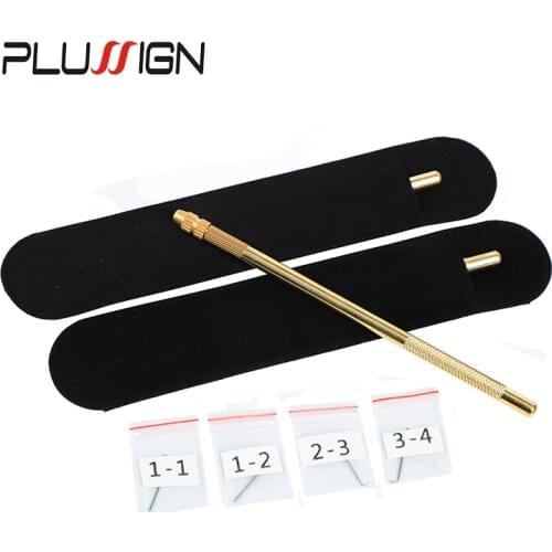 Hot Selling Stainless Steel Circular Knitting Needle 4Pcs + 1Pcs Brass Holder Make Repair Lace Wigs Toupee Closure Ventilating