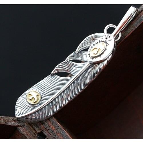 Thai Silver Takahashi Goro S925 Sterling Silver Feather Pendant Around The Paragraph Thai Silver Fashihon Men And Women Pendant