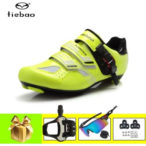 Tiebao Sapatilha Ciclismo Road Bike Cycling Shoes Add SPD-SL Pedals Breathable Self-locking Outdoor Sport Racing Bicycle Sneaker