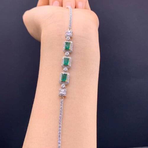 Gorgeous green emerald bracelet for women fine jewelry real 925 silver exquisite natural gem with certificate luck birthday gift
