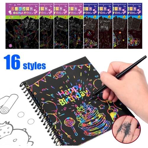 Magic Scratch Art Doodle Drawing Board Notebook DIY Rainbow Color Drawing Toys For Children Kids Painting Educational Toys Gifts