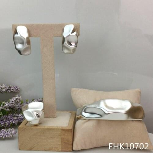 Yuminglai Russian Trendy 3pcs Luxury Silver Color Jewelry Sets Earrings Bracelet & Rings FHK10702