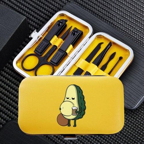 Funny Cute Portable 7pcs Manicure Nail Clipper Sets Travel Stainless Steel Trimmer Clippers Cutter Scissors Accessories Tools