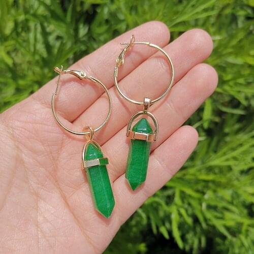 Lost Ladies New Natural Stone Metal Hoop Ladies Earrings Fashion Girl Jewelry Wholesale Accessories Gifts