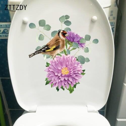 ZTTZDY 19.6×22CM Purple Chrysanthemum Bouquet Toilet Decor Classic Home Wall Stickers Accessories T2-1073